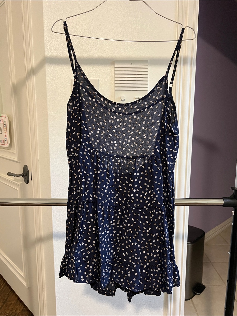 Navy Floral Print Spaghetti Strap Camisole/Mini Dress John Galt Brandy Melville